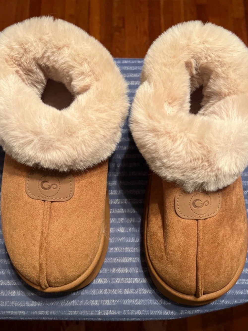 Womens Cozy Faux-Fur Lined Slip-On Booties - Tan
